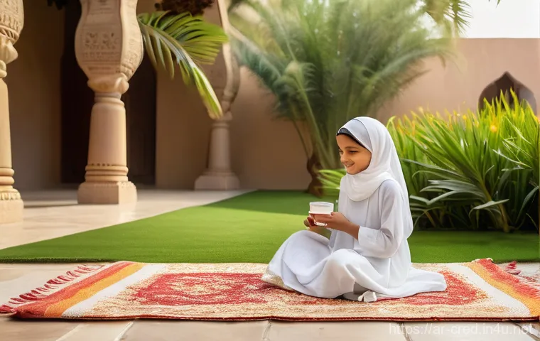 신용분석사 채용 인터뷰 질문 모음 - **Prompt 1:** A vibrant, sun-drenched afternoon scene in a beautiful Arabian garden, featuring a div...